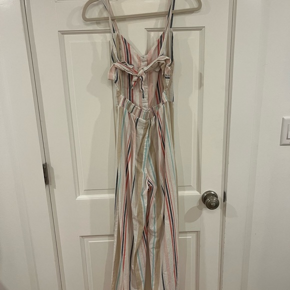 Striped Button-Front Jumpsuit - Picture 5 of 7